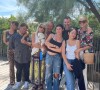 Laeticia Hallyday, sa mère Françoise Thibaut et son beau-père Pierre, sa demi-soeur Margaux et son petit-ami, sa fille Joy, avec Jalil Lespert et sa fille Gena, en vacances dans le sud de la France, à Palavas-les-Flots, le 7 juillet 2021 sur Instagram.