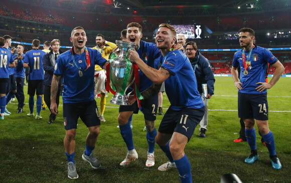 L'équipe d'Italie a remporté l'Euro 2020 en battant l'Angleterre en finale, aux tirs au but, au stade de Wembley. Londres, le 11 juillet 2021.