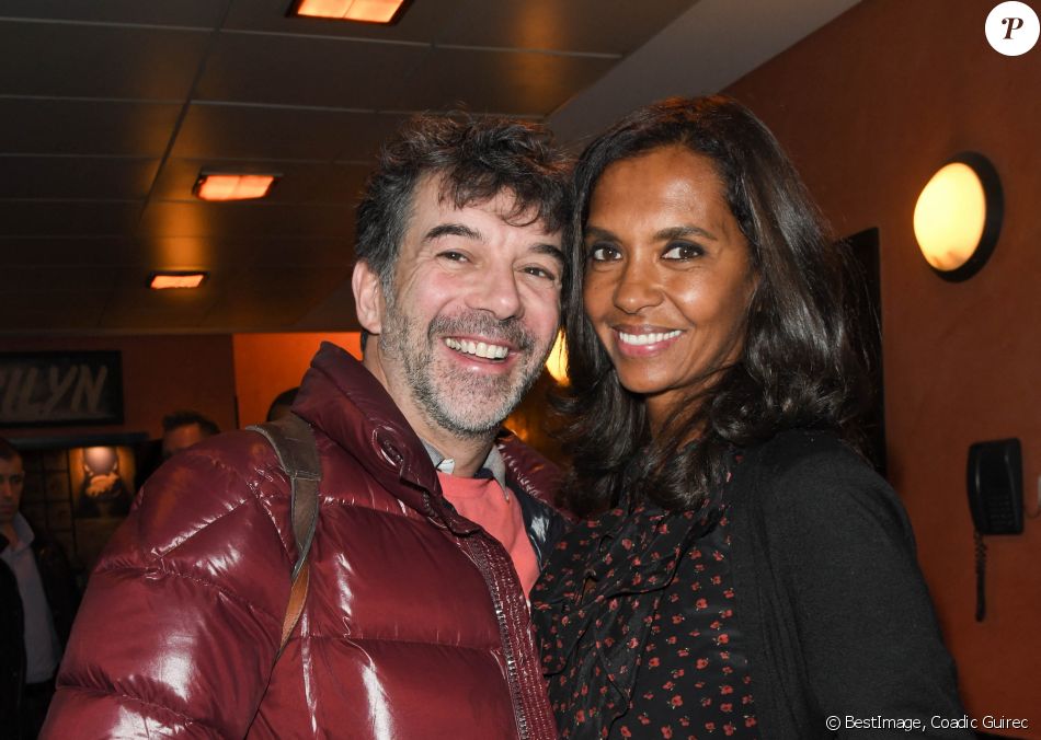 Exclusif - Stéphane Plaza, Karine Le Marchand - People en backstage du spectacle "Jeanfi Janssens atterrit à l'Olympia" à Paris le 9 janvier 2020. © Coadic Guirec/Bestimage