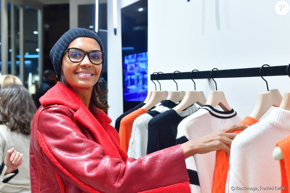 Exclusif - Karine Le Marchand lors de l'inauguration de la boutique flagship "Kujten" (marque française spécialisée dans le cachemire), située avenue Victor Hugo à Paris, le 27 novembre 2019. © Rachid Bellak/Bestimage