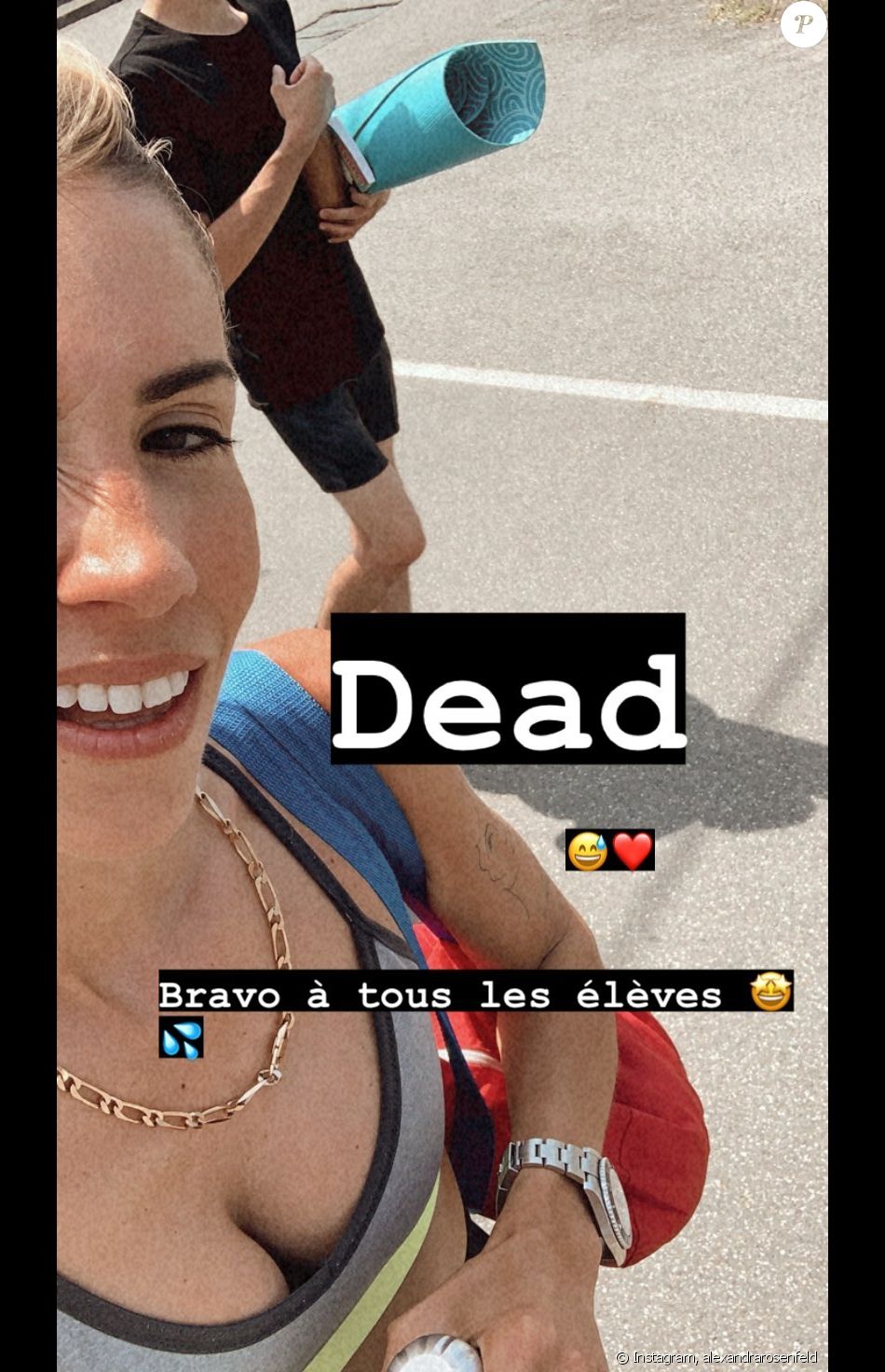 Alexandra Rosenfeld à la sortie d'un de ses cours de yoga - Instagram