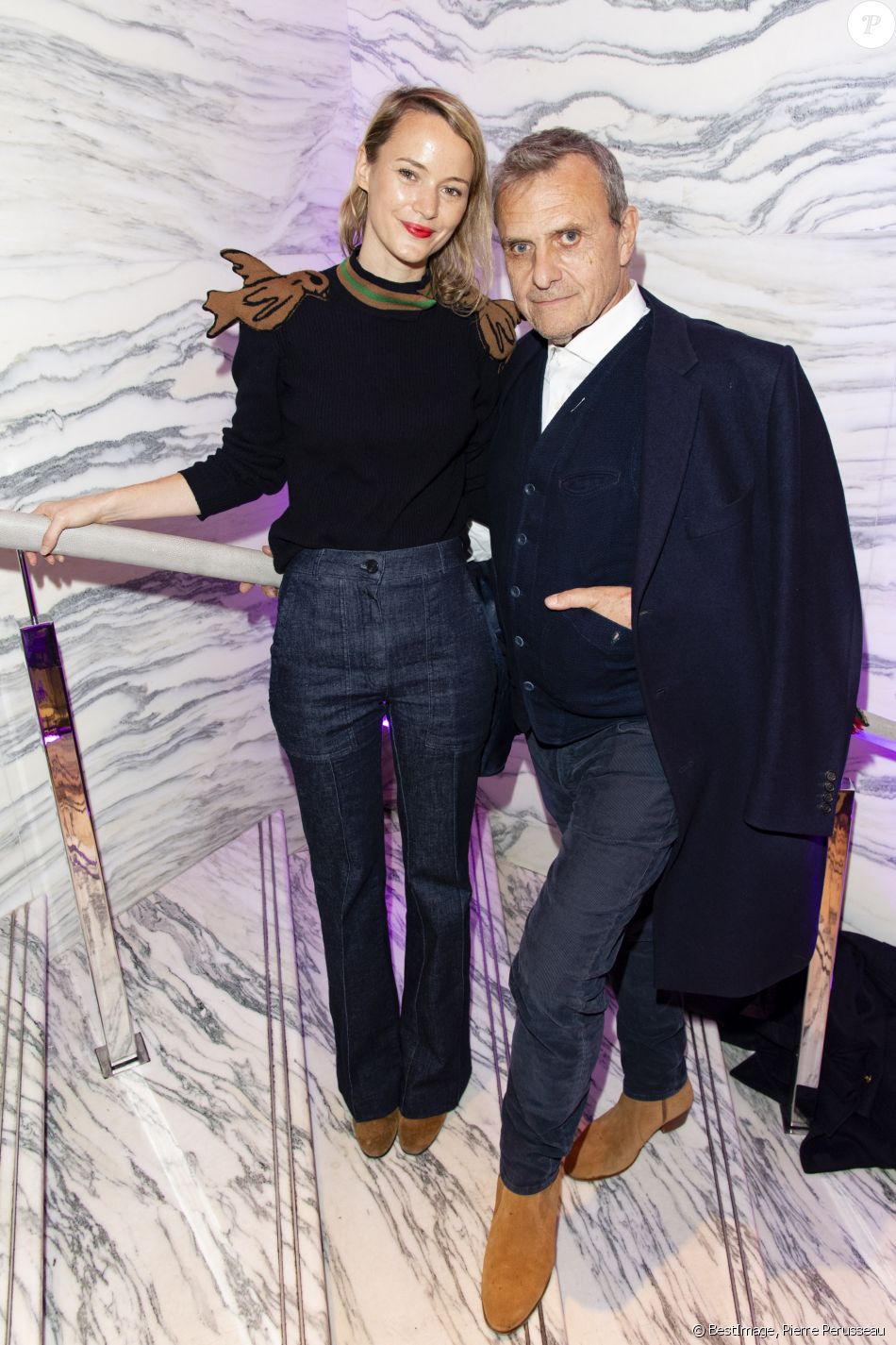 Pauline de Drouas et son compagnon Jean-Charles de Castelbajac - Guerlain et le coq sportif au lancement de leur seconde collaboration à la boutique Guerlain des Champs-Elysées à Paris le 23 octobre 2018. © Pierre Perusseau/Bestimage