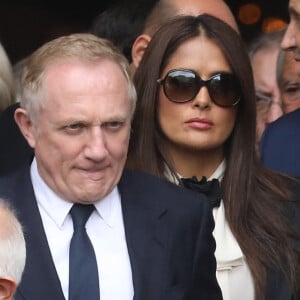 François-Henri Pinault et sa femme Salma Hayek - Oobsèques de Jacques Chirac en l'église Saint-Sulpice à Paris. Le 30 septembre 2019. © Dominique Jacovides / Bestimage