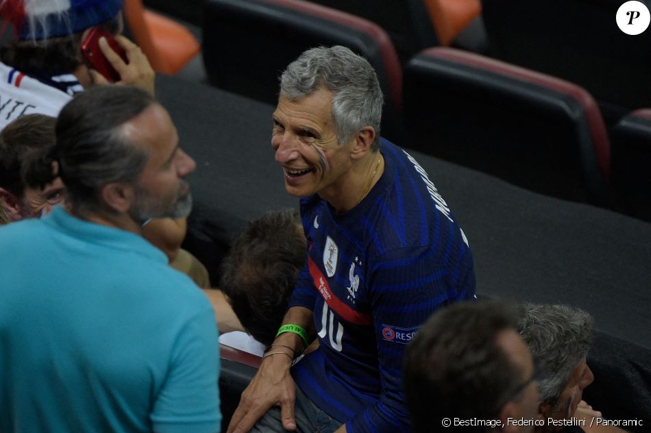 Nagui et sa femme Mélanie Page lors du Match de football de l'Euro 2020 : La France s'incline devant la Suisse après les tirs au but au stade Arena Nationala à Bucarest le 28 juin 2021. © Federico Pestellini / Panoramic / Bestimage