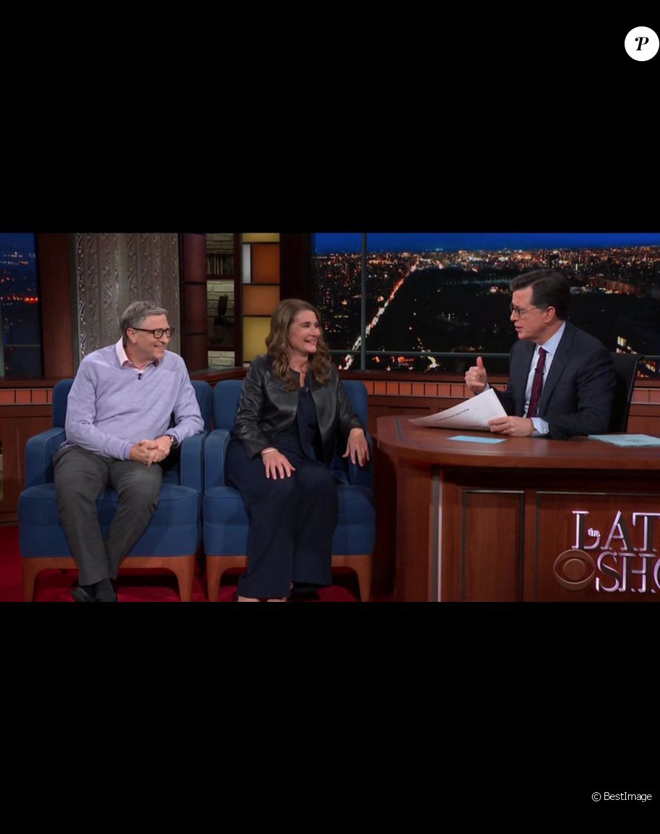 Stephen Colbert - Bill Gates apparaît dans l'émission "The Late Show" avec sa femme Melinda à Los Angeles le 13 février 2019.