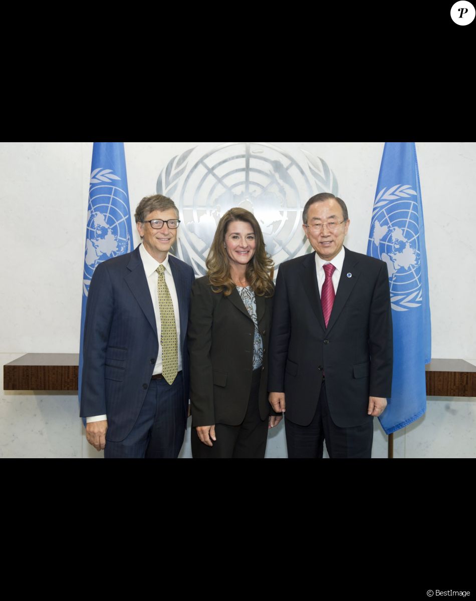 Bill Gates et Melinda Gates, Ban Ki-moon - Assemblée générale de l'ONU à New York le 25 septembre 2013.