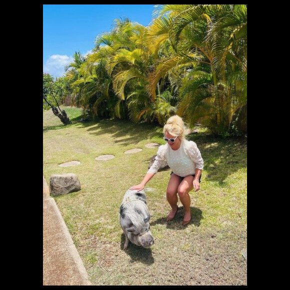 Britney Spears et un cochon sur Instagram. Le 3 août 2021.