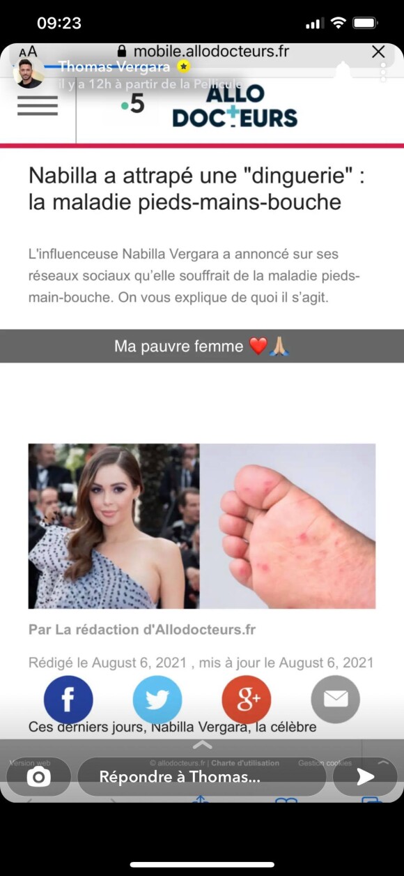 Thomas Vergara dévoile les boutons de Nabilla sur Snapchat le 6 août 2021.