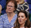 Catherine (Kate) Middleton, duchesse de Cambridge assiste, au côté de son père Michael, à la finale du tournoi de Wimbledon (Djokovic - Berrettini) au All England Lawn Tennis and Croquet Club à Londres, le 11 juillet 2021.