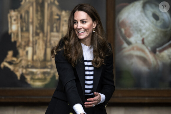Catherine (Kate) Middleton, duchesse de Cambridge, lors d'une visite à l'Université de St Andrews, Ecosse, Royaume Uni, le 26 mai 2021. 