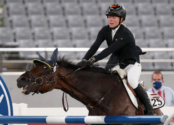 Annika Schleu et le cheval Saint Boy aux Jeux Olympiques de Tokyo.
