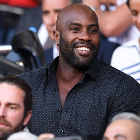 Teddy Riner - Match de football en ligue 1 Uber Eats : Le PSG (Paris Saint-Germain) remporte la victoire 4-2 contre Strasbourg au Parc des Princes le 14 août 2021. © Philippe Lecoeur / Panoramic / Bestimage 