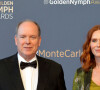 Amandine Petit (Miss France 2021), le prince Albert II de Monaco, Audrey Fleurot et Sylvie Tellier lors du photocall de la cérémonie des Nymphes d'Or du 60ème festival de télévision de Monte Carlo au Grimaldi Forum à Monaco le 22 juin 2021. © Bruno Bebert / Bestimage