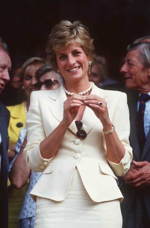 La princesse Diana à Londres au tournoi de tennis de Wimbledon, deux ans avant sa mort.