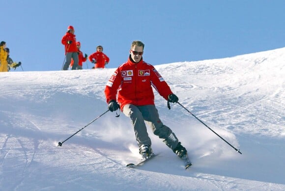 Michael Schumacher fait du ski à Madonna di Campiglio, le 11 janvier 2005