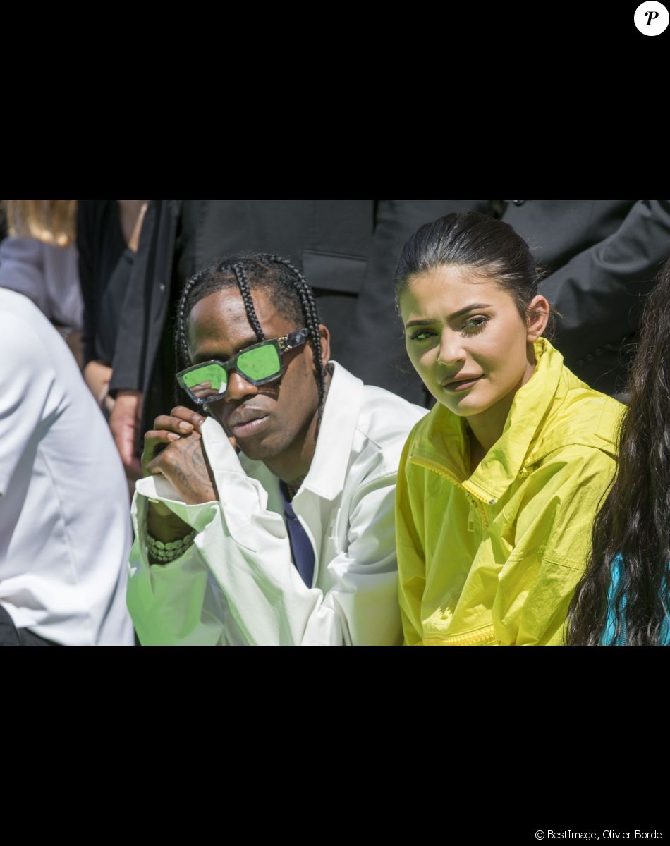 Travis Scott, sa compagne Kylie Jenner - People au défilé de mode Homme printemps-été 2019 "Louis Vuitton" à Paris. Le 21 juin 2018 © Olivier Borde / Bestimage