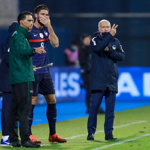 Didier Deschamps et l'équipe de France de football s'imposent face à la Croatie (2-1) en ligue des Nations au Stade Maksimir à Zagreb le 14 octobre 2020. © Nikola Krstic / Panoramic / Bestimage