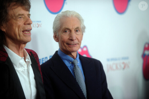 Mick Jagger, Charlie Watts - Ouverture de l'exposition "Rolling Stones Exhibitionism" à l'Industria Superstudio à New York le 15 novembre 2016. 