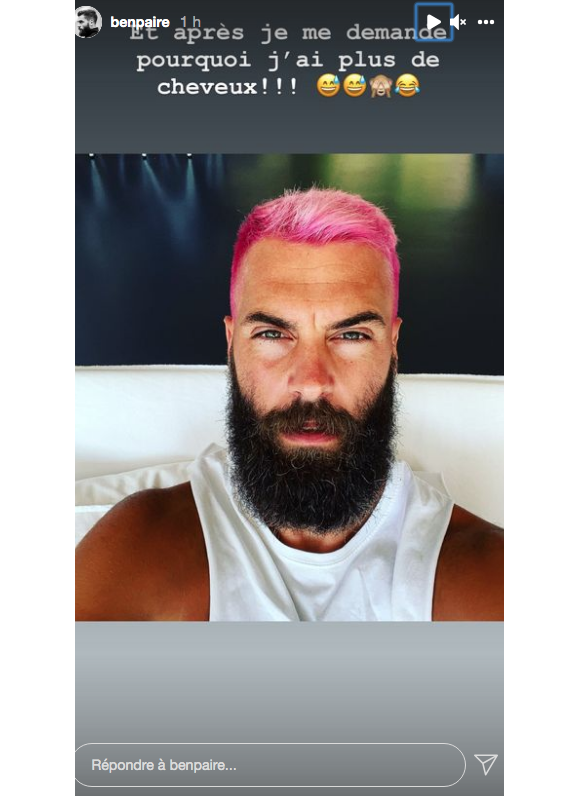 Benoit Paire avec les cheveux roses sur Instagram, le vendredi 24 septembre 2021.