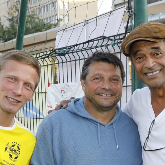 Clément Chantôme, Laurent Fournier, Yannick Noah - Match de football caritatif entre le Variétés Club de France contre l'équipe de France des Parlementaires au profit de la Fondation des Hôpitaux présidée par Brigitte Macron au stade Emile Anthoine à Paris le 23 septembre 2021. © Marc Ausset-Lacroix/Bestimage 