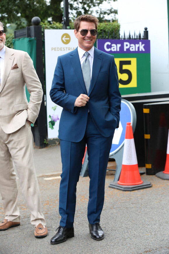 Tom Cruise arrive pour assister à la finale du tournoi de Wimbledon (Djokovic - Berrettini) à Londres, le 11 juillet 2021.