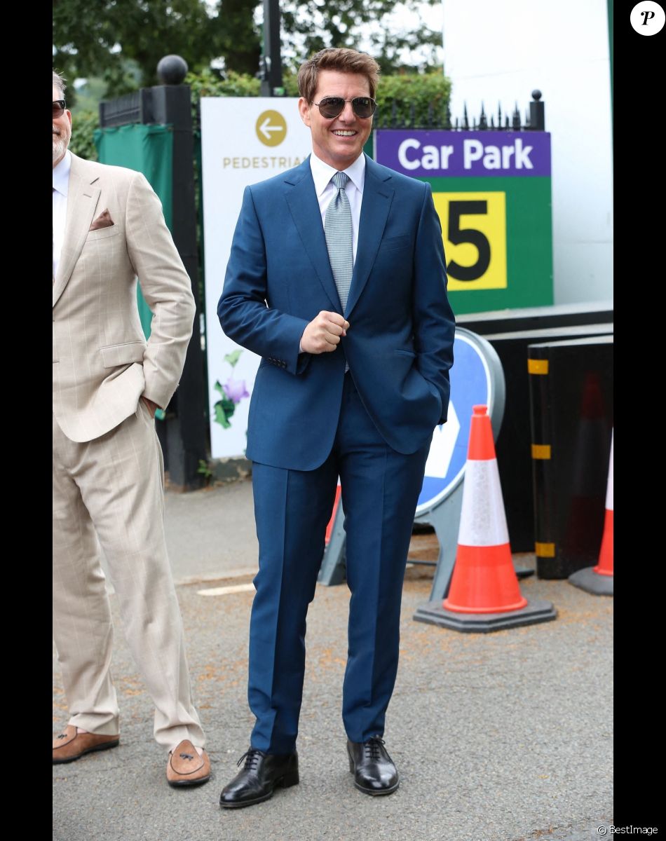Tom Cruise arrive pour assister à la finale du tournoi de Wimbledon (Djokovic - Berrettini) à Londres, le 11 juillet 2021.