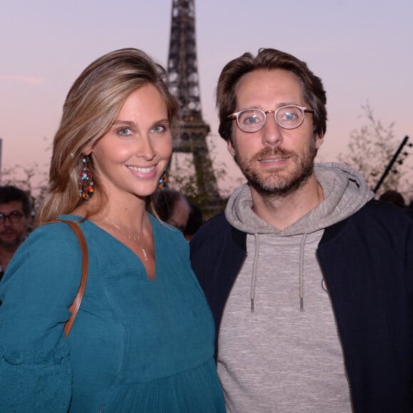 Exclusif - Ophélie Meunier (enceinte) et son mari Mathieu Vergne - Soirée Orange objectif 2024 au restaurant du café de l'homme à Paris le 23 septembre 2021. © Rachid Bellak/Bestimage 