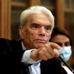 Exclusif - Bernard Tapie intervient lors de la conférence des avocats du barreau de Paris, à la bibliothèque de l'ordre à Paris. © Dominique Jacovides / Bestimage 