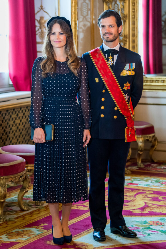 Le prince Carl Philip de Suède, La princesse Sofia (Hellqvist) de Suède - Réception au palais royal lors de la visite d'Etat du président allemand Frank-Walter Steinmeier et de sa femme Elke Buedenbender à Stockholm, le 7 septembre 2021.