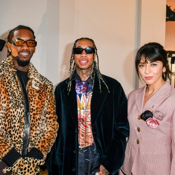 Carla Ginola et Nolwenn Leroy posent avec les rappeurs Offset et Tyga au front row du défilé de mode Lanvin lors de la la Fashion Week printemps/été 2022 à Paris, France, le 3 octobre 2021. © Veeren Ramsamy-Christiophe Clovis/Bestimage