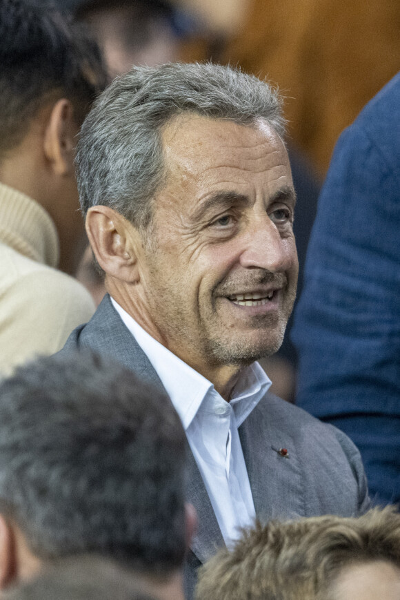 Nicolas Sarkozy au match de football ligue 1 Uber Eats PSG - Montpellier (2-0) au Parc des Princes à Paris le 25 septembre 2021