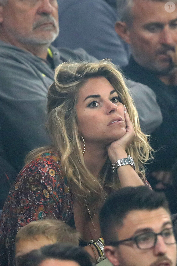 Sophie Tapie - Les célébrités dans les tribunes assistent à la finale de la Ligue Europa, l'Olympique de Marseille contre l'Atlético de Madrid au stade Groupama à Decines-Charpieu banlieue de Lyon, France, le 16 mai 2018. L'Atlético de Madrid a gagné 3-0. © Cyril Moreau/Bestimage 