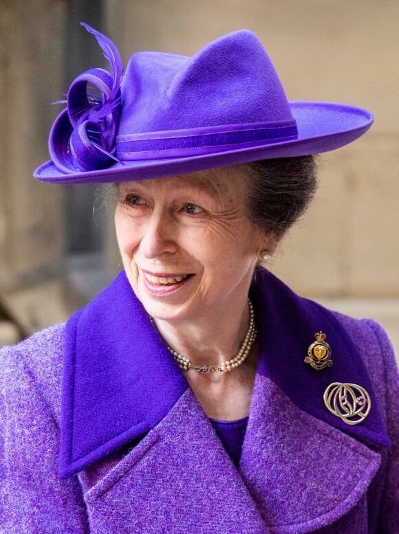 La princesse Anne arrive à un service d'action de grâce à l'abbaye de Westminster pour marquer le centenaire de la Royal British Legion, à Londres, Royaume Uni, le 12 octobre 2021. 