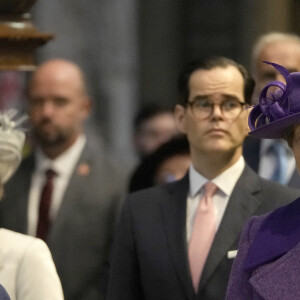 La reine Elisabeth II d'Angleterre et la princesse Anne au service d'action de grâce à l'abbaye de Westminster pour marquer le centenaire de la Royal British Legion, à Londres, Royaume Uni, le 12 octobre 2021.