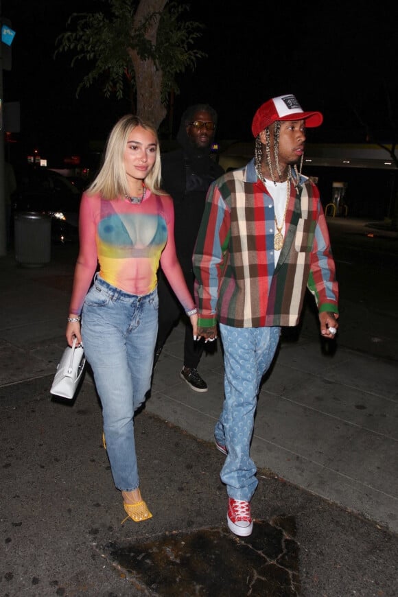 Tyga et sa compagne Camaryn Swanson à la sortie du restaurant Delilah à West Hollywood