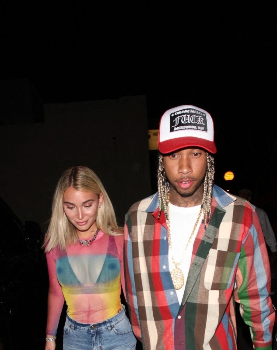 Tyga et sa compagne Camaryn Swanson à la sortie du restaurant Delilah à West Hollywood, Los Angeles, le 21 mai 2021.