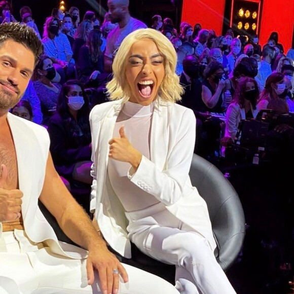 Bilal Hassani et Jordan Mouillerac sur le plateau de "Danse avec les stars 2021", le 17 septembre