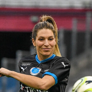 Laury Thilleman (Miss France 2011) - Match des héros entre l'équipe OM Legends et l'équipe UNICEF au stade Orange Velodrome à Marseille le 13 octobre 2021. Soutenu par la Fondation D. Drogba, Orange et l'Olympique de Marseille, l'Unicef a organisé cette rencontre afin de financer un projet d'accès à l'éducation en Côte d'Ivoire. La Team OM de légende s'impose 7-4 au stade Vélodrome face à la Team Unicef. © Jean-René Santin/Bestimage