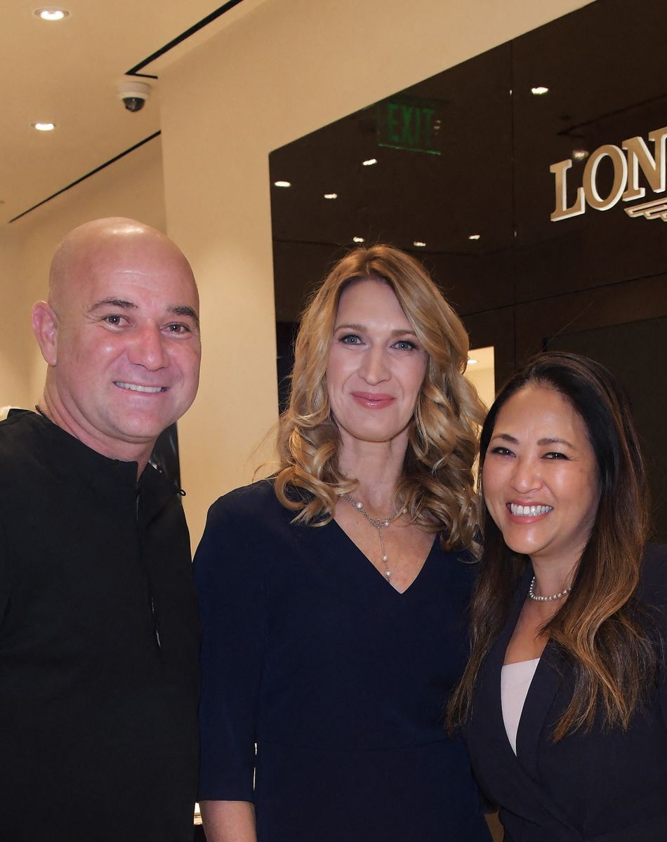 Andre Agassi et sa femme Steffi Graf à l'inauguration d'une nouvelle boutique Longines à Las Vegas le 31 octobre 2018.