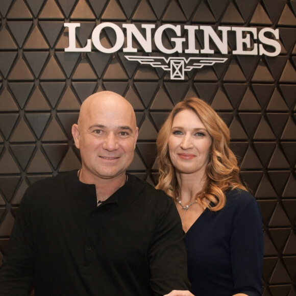 Andre Agassi et sa femme Steffi Graf à l'inauguration d'une nouvelle boutique Longines à Las Vegas le 31 octobre 2018.