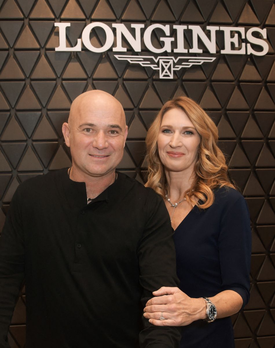 Andre Agassi et sa femme Steffi Graf à l'inauguration d'une nouvelle boutique Longines à Las Vegas le 31 octobre 2018.