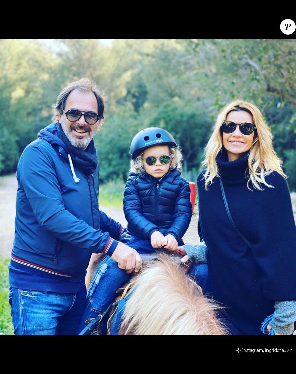Ingrid Chauvin avec Thierry Peythieu et Tom, en pleine promenade à cheval, le 16 février 2020