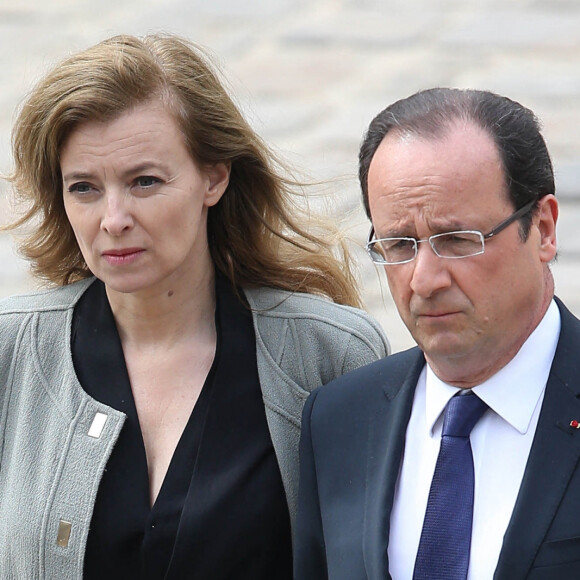 Valerie Trierweiler, Francois Hollande - Obsèques de Pierre Mauroy aux Invalides à Paris le 11 juin 2013.