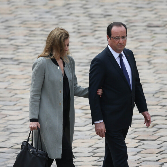 Valerie Trierweiler, Francois Hollande - Obsèques de Pierre Mauroy aux Invalides à Paris le 11 juin 2013.