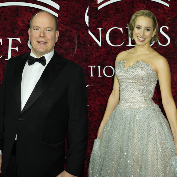 Le prince Albert II de Monaco et sa fille Jazmin Grace Grimaldi au photocall de la soirée Princess Grace Awards 2019 à l'hôtel Plaza de New York le 25 novembre 2019.