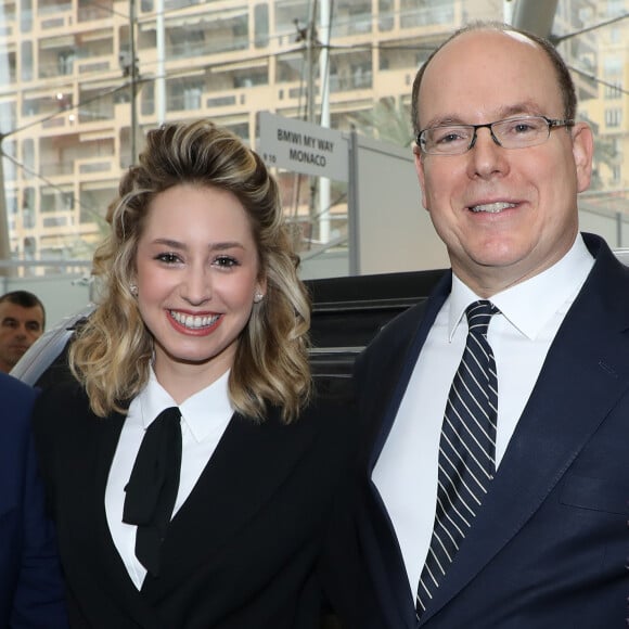 Jazmin Grace Grimaldi avec son père le prince Albert II de Monaco le 11 avril 2018 en principauté lors du salon EVER Monaco dédié aux véhicules écologiques et aux énergies renouvelables. © Jean-Charles Vinaj / Pool restreint Monaco / Bestimage