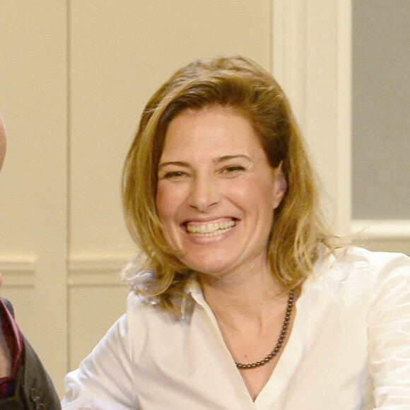 Frank Leboeuf et Christine Lemler Filage de la piece " Ma Belle-Mère, Mon Ex et Moi " à la Comédie Caumartin à Paris le 19 septembre 2014