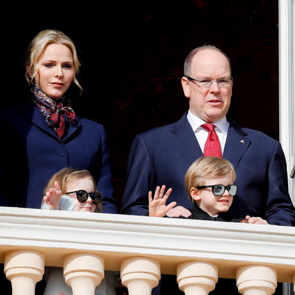 La princesse Charlène de Monaco, le prince Albert II de Monaco, la princesse Gabriella, le prince Jacques lors de la procession de Sainte Dévote à Monaco. © Claudia Albuquerque / Bestimage