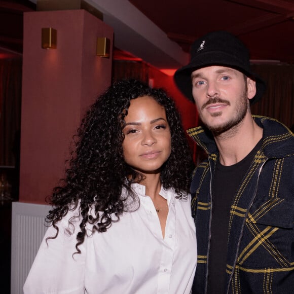 Matt Pokora et sa femme Christina Milian lors de la soirée d'anniversaire de C.Bruna (27 ans) au restaurant Giusé Trattoria à Paris, France, le 1er octobre 2021. Un événement organisé par Five Eyes Production. © Rachid Bellak/Bestimage 