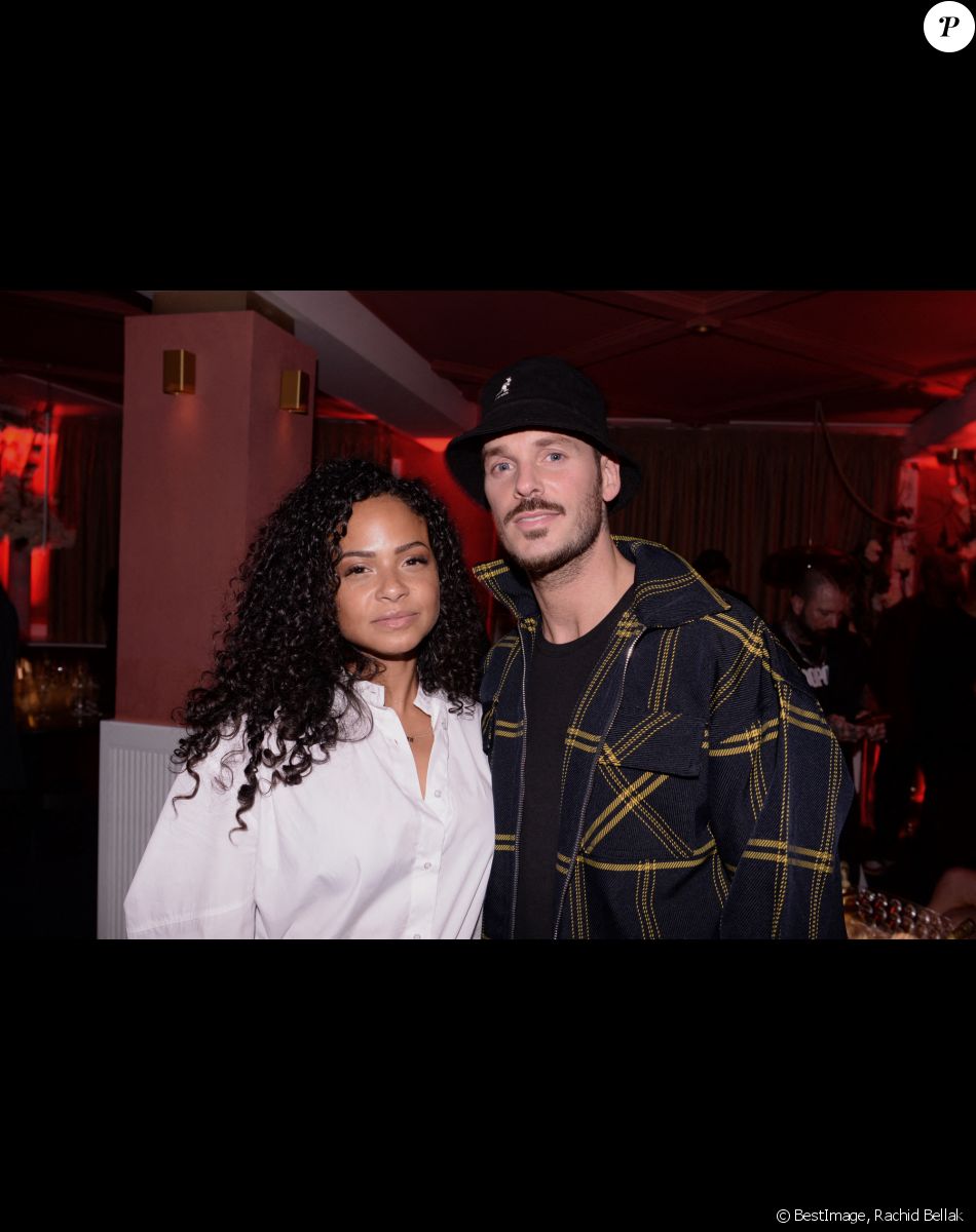 Matt Pokora et sa femme Christina Milian lors de la soirée d'anniversaire de C.Bruna (27 ans) au restaurant Giusé Trattoria à Paris, France, le 1er octobre 2021. Un événement organisé par Five Eyes Production. © Rachid Bellak/Bestimage
